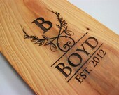 NEW Personalized Engraved Wood Cutting / Bread Board - Monogram, Name & Est. year - Hickory Wood - 15" x 9" Il_170x135