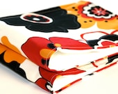 Baby Girl Set of 2 Red Orange and Black Moraccan Floral Print Burp Cloths Baby Girl Gift Set