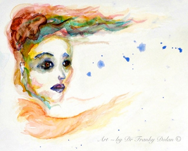 Cirque - 19x13 Watercolor Paper Large Print of Original Painting by Award - Winning Fae Factory Steampunk Chic Eco Artist, Dr Franky Dolan