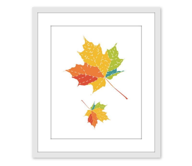 Autumn Leaves Art Print Home Decor Fall Foliage Home Decor Colorful Maple Leaf - AldariArt