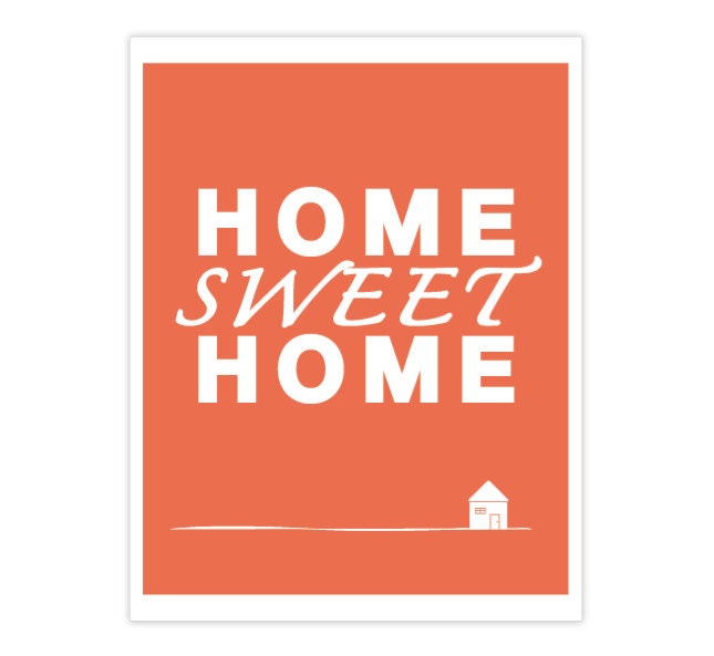 Home Sweet Home - Typography DIgital Print- Wall Art - Mint Blue - Ultramarine Green - Awareness- Charity - Under 20