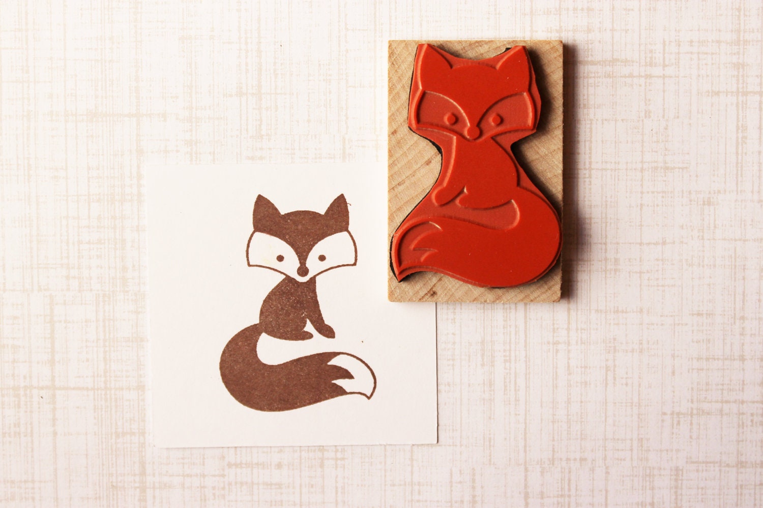 Sly Fox Rubber Stamp, Handmade Woodland Stamp, Wood Mounted