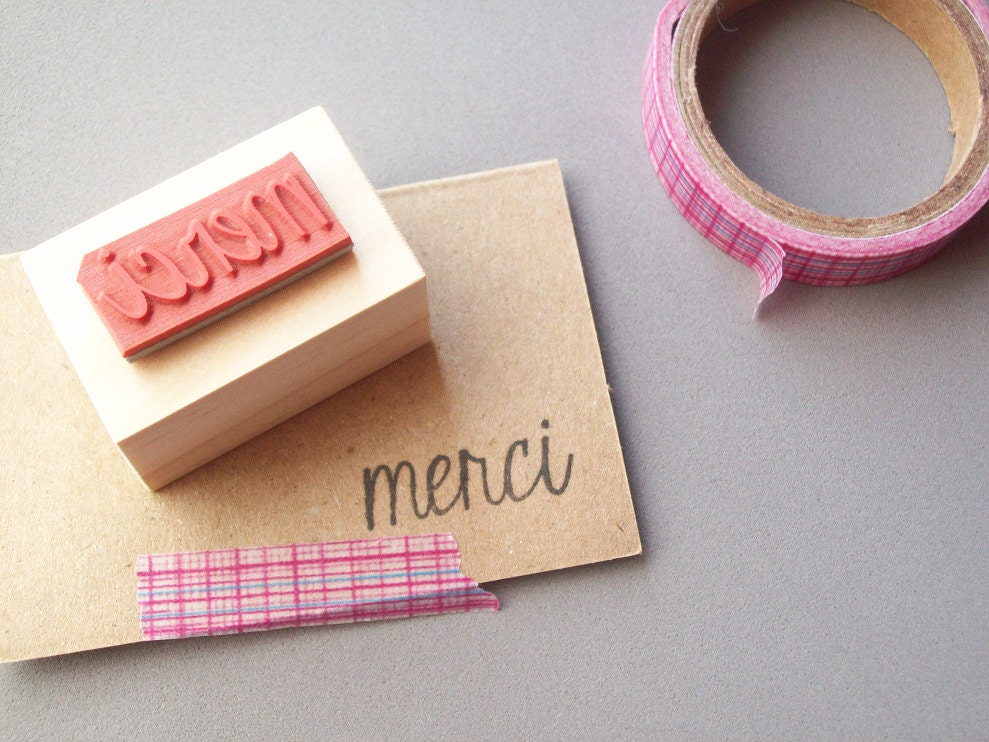 Merci Thank You Rubber Stamp, French Thank You, Perfect for Handmade Thank You Notes