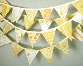 Bunting - Pennant Banner - Vintage Fabric - Yellow