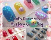 Japanese nail art grab bag, medium size, kawaii fake nails, fukubukuro