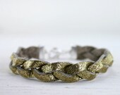 glittery gold braided leather bracelet - gold glitter jewelry
