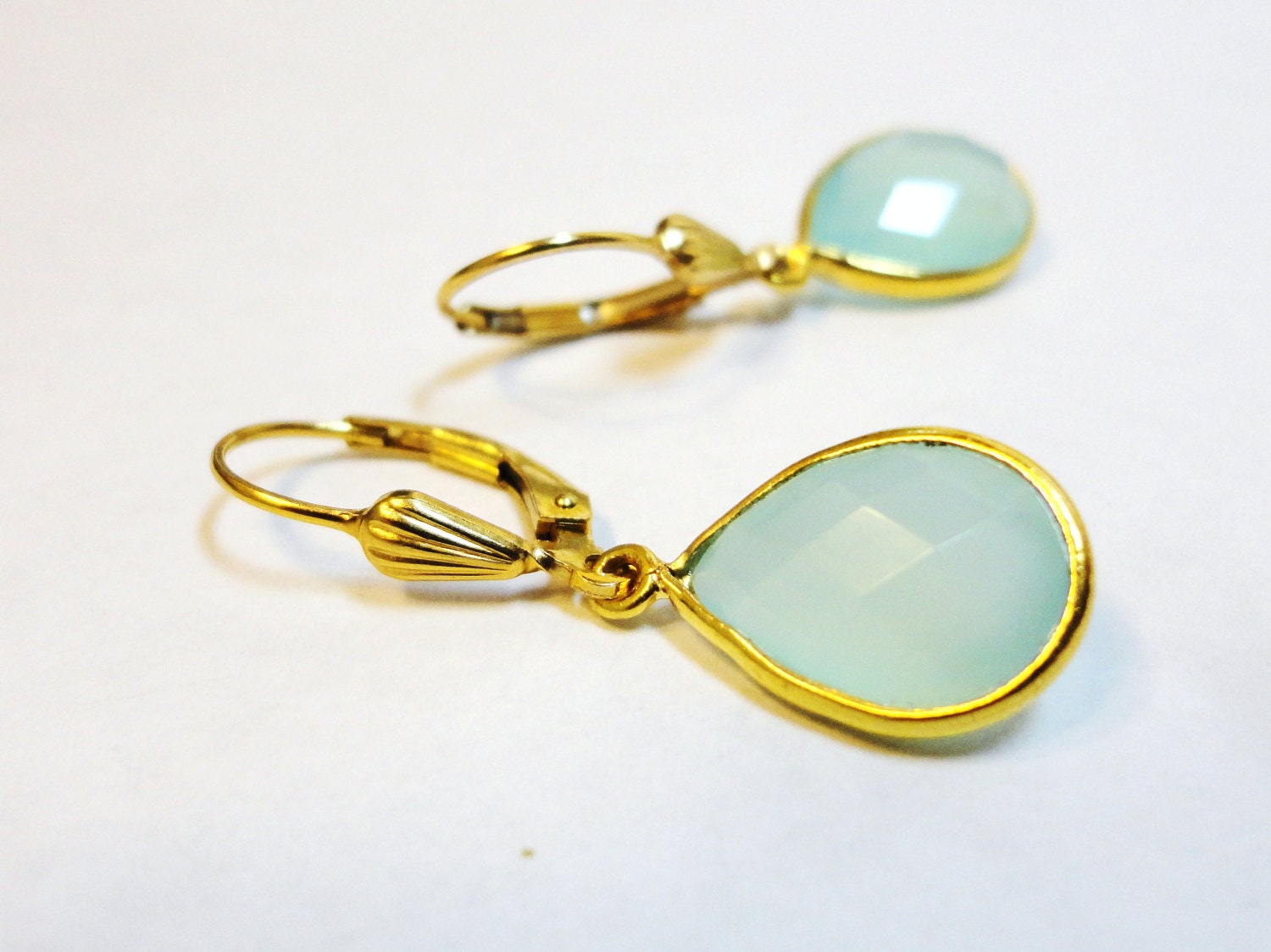Chalcedony Drops on 14k Gold Filled Leverback Earwires