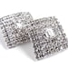 Huge Rhinestone Clip On Earrings - Silver Tone Signed Weiss Costume Jewelry / Sparkling Squares