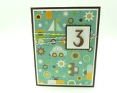 Boy's 3rd Birthday Card, Boy's Car and Plane Birthday Card, Third Birthday Card, Handmade Paper Greeting Card