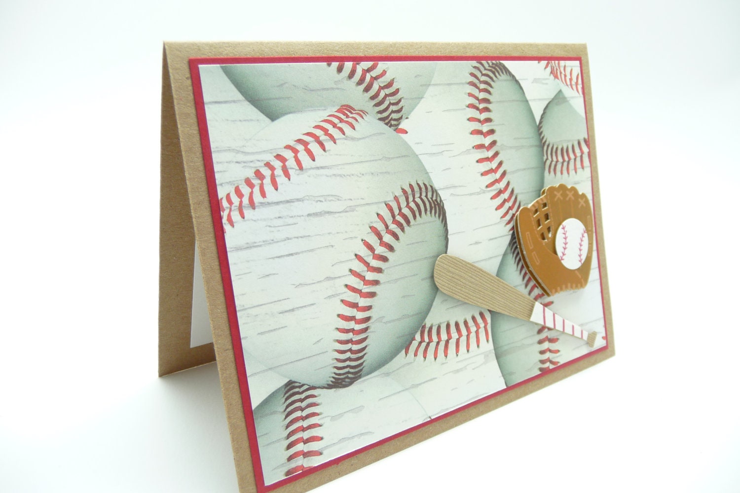 Men's Baseball Birthday Card, Birthday Card for Him, Handmade Paper Greeting Card