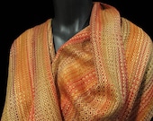 Hand Woven Shawl, Burnt Orange Handwoven Wrap, Textile