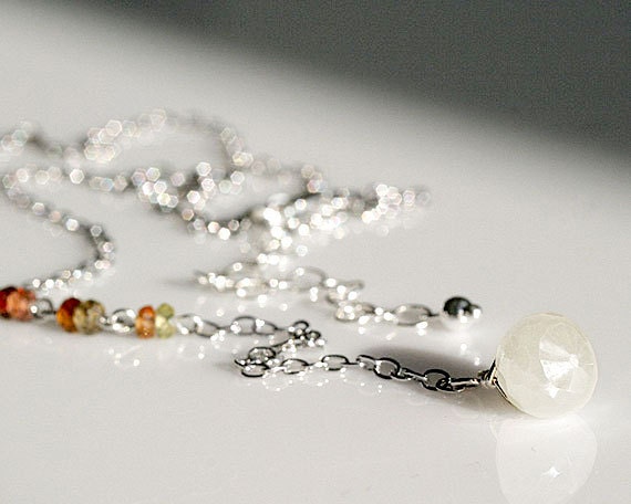 Sterling silver necklace with Mystic Pearl Chalcedony and Tundra Sapphire accent