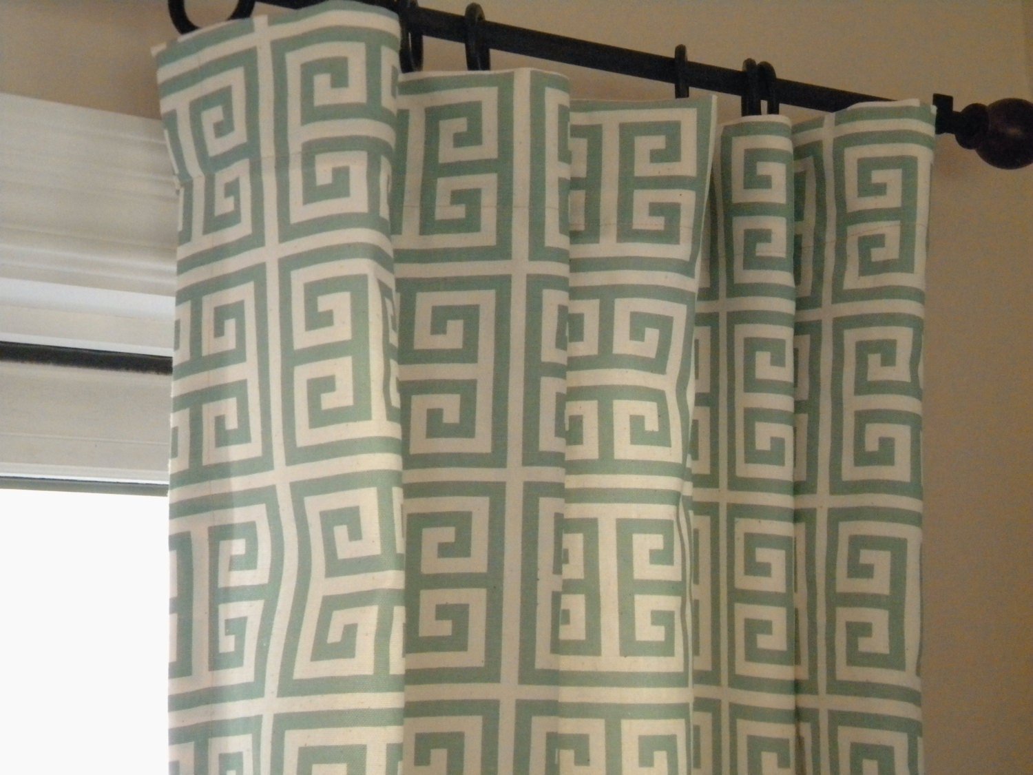 GREEK KEY - Drapery, Curtain Panels 50" x 84" - Free 16" x 16" Matching  Pillow cover