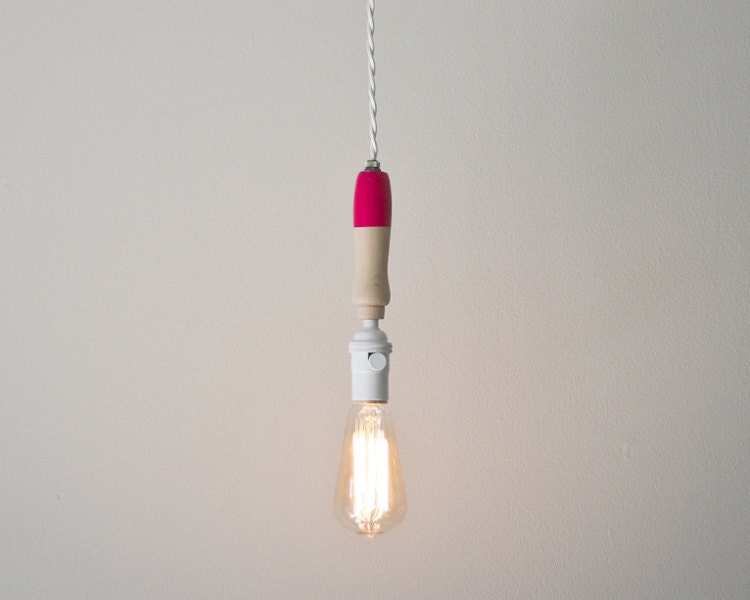 Dipped Pendant - Pink on White