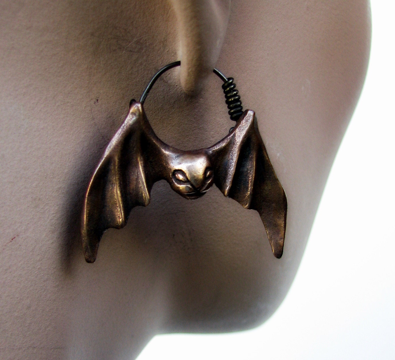 Bunny bat niobium hoop earrings