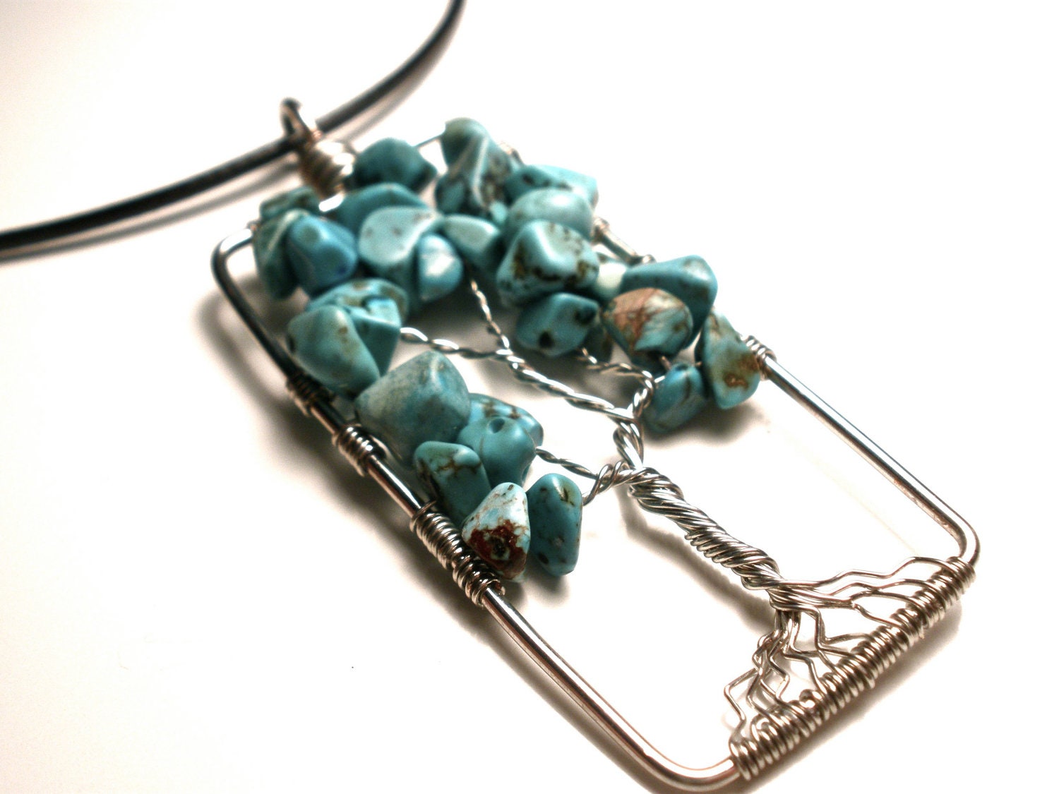 Turquoise Tree of Life Pendant in Silver- Protection