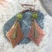 Be Here Now Earrings - olive green new jade - stone - hammered antique copper / brass