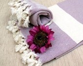 Lavander Bath Towel Set,Soft Turkish Bath and Head Towels Peshkir Set,Organic,Anti Bacterial,Natural Cotton ,Eco Friendly PESHTEMAL Set,