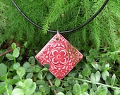 Pendant & Cord Necklace - Kiln-Fired Stoneware Clay - Claret Glaze