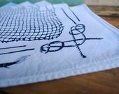 fisherman's knots & net print bandana - natural indigo-dyed screen printed