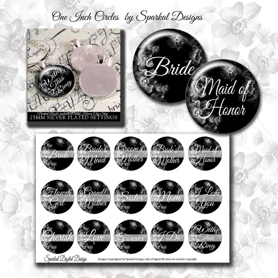 Circle Digital Collage Sheet Wedding Bridal 1 inch Circle Images Bottle Cap Images Pendant Images Digital Collage Sheets no. 5 Il_570xn