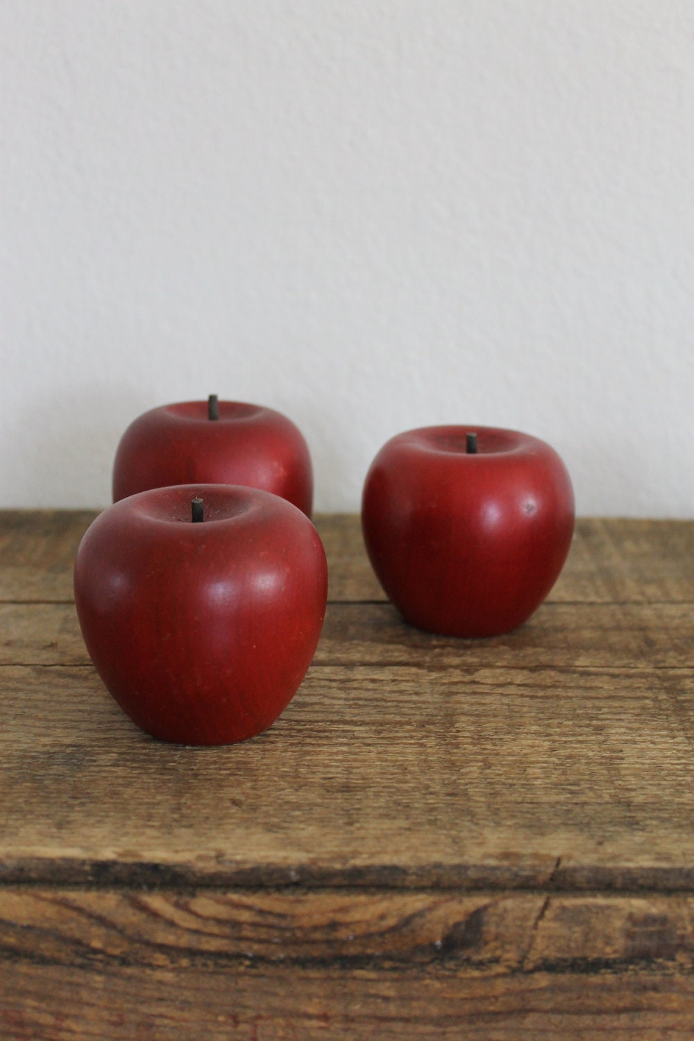 vintage wooden apples rustic farmhouse decor red by thefoxparade