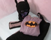 Batman costume dress up kit with cape, hood and belt pouch sized 24 months