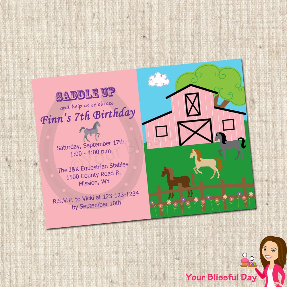 PRINTABLE Girl Equestrian Party Invitation Il_570xn