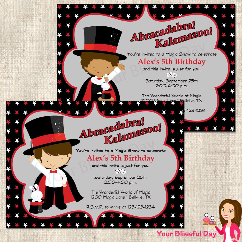 PRINTABLE Boy Magic Show Party Invitation Il_570xn