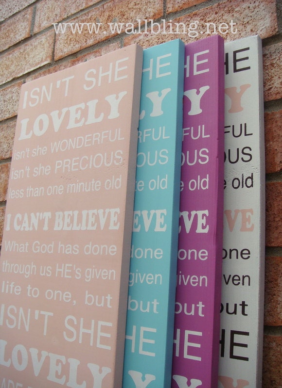 Baby Girl Subway Art Wood Sign - Isn't She Lovely - Perfect for the Nursery - Choose Your Color Scheme