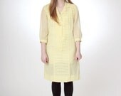 Vintage 1960s yellow pleated shirt dress - size medium