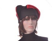 Harlequin Jester Hat Bells  Black Red Fool Hat - Fleece Mens Hat Womens Hat Motley Fool Hat