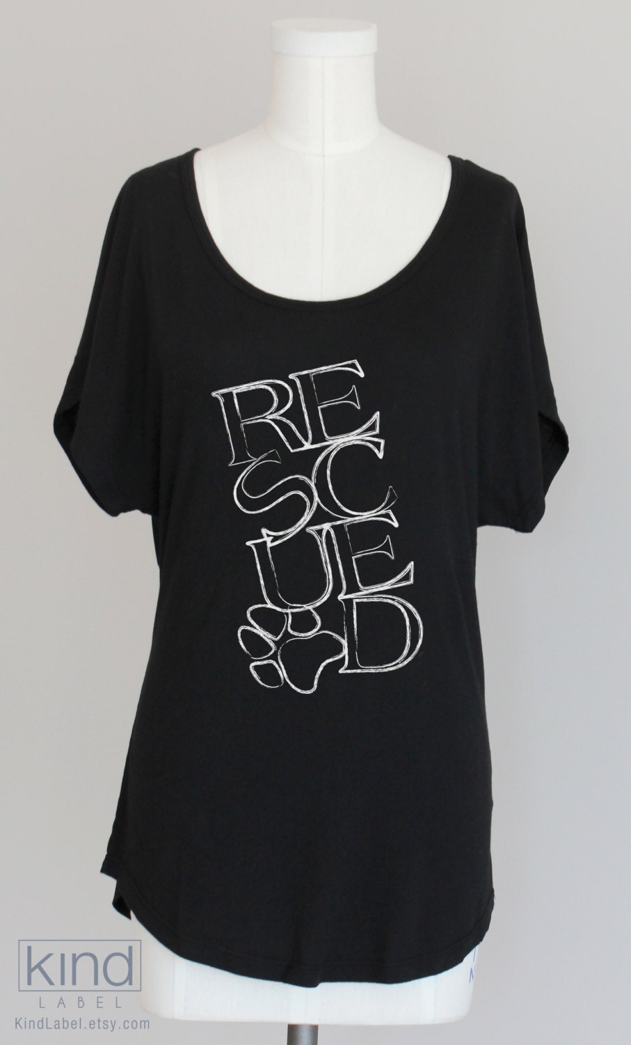 Rescued Dolman Sleeve Animal Rescue Eco Friendly Pima Modal Tshirt