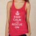 Keep Calm and Rescue On Eco Racerback Womens Tank Top