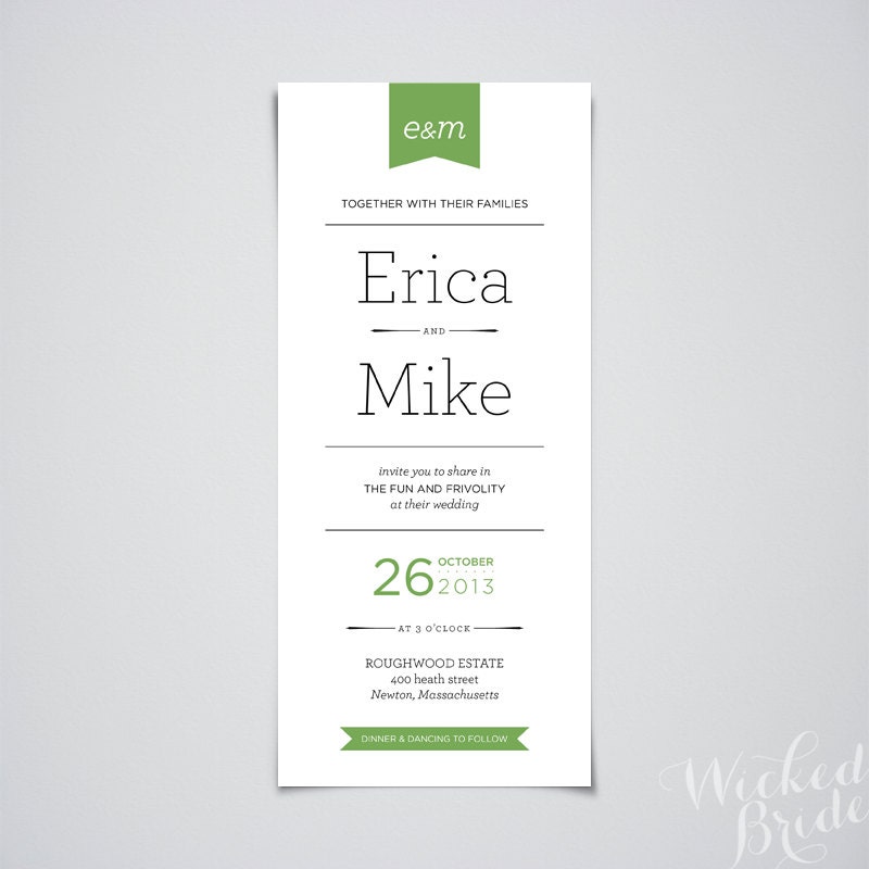Modern Playbill Wedding Invitations