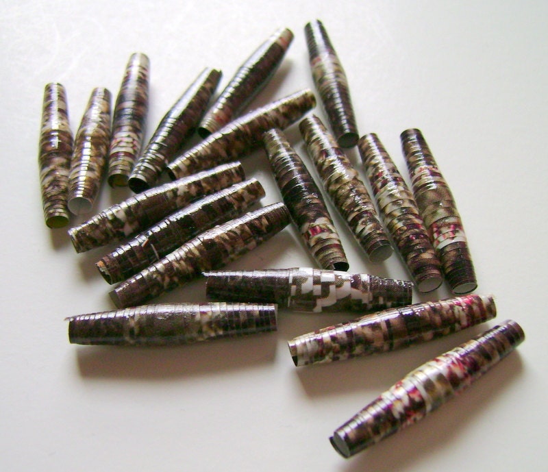 Patterned Brown Large Hole Paper Beads