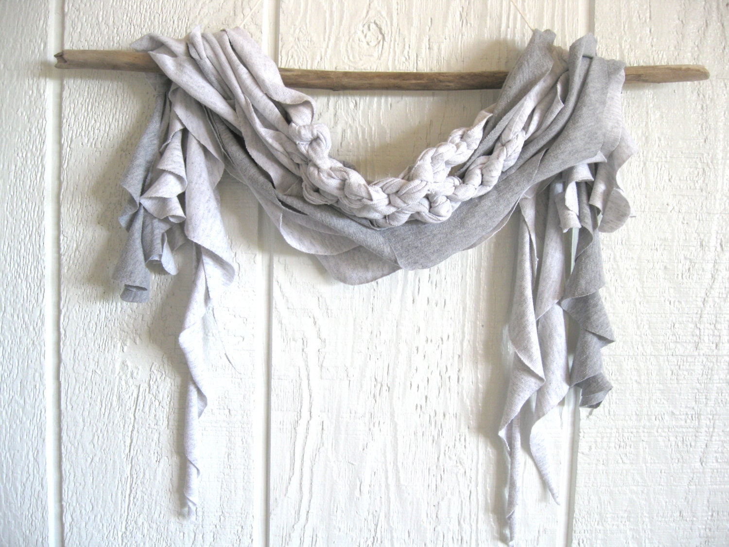 Eco Friendly. Upcycled T-Shirt. Misty Beach Morning. Gray. Summer Scarf Set. FREE Shipping