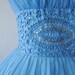50's Chiffon Dress // Vintage 1950's Blue Chiffon Shelf Bust Prom Wedding Party Dress S