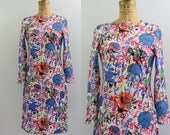 1960s knit dress / 1960s floral dress / Italian Goldworm dress medium