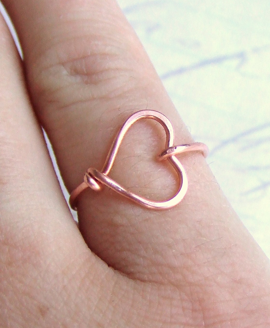 Sweetheart Ring Heart Ring Copper Gold Silver Ring Wire Wrap Ring I Love You Ring Friendship Ring Bridesmaids Gift Jewelry Gifts Under 10