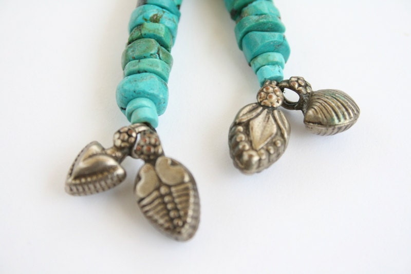 Turquoise and Indian Silver Earrings