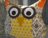 Zig Zag Owl: cute handmade stuffed plush owl, pillow pal, owl lover