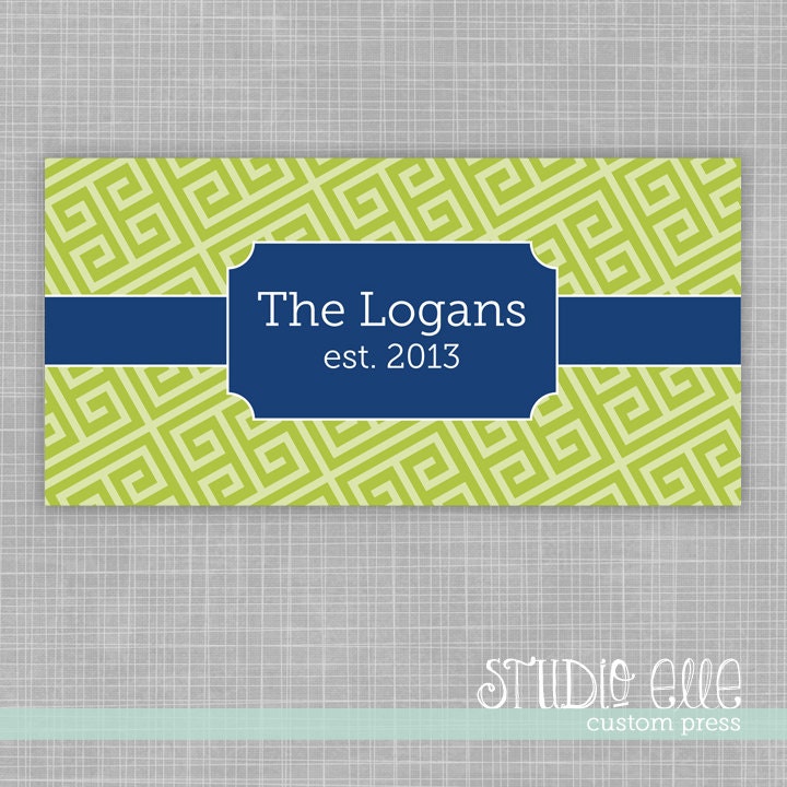 NEW - Greek Key Personalized Custom Canvas - 10in. x 20in.