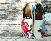 Custom hand painted TOMS, Under the Sea Octopus, Dolphins and Sea Turtles
