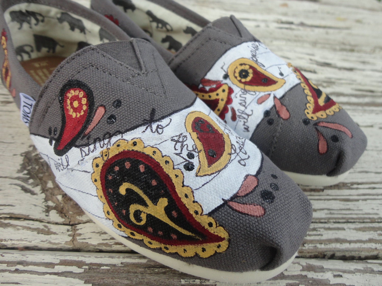 Custom hand painted TOMS, Paisley Music Scroll