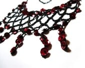 Red and Black Necklace Beaded Jewelry with Sparkling Red Sequins