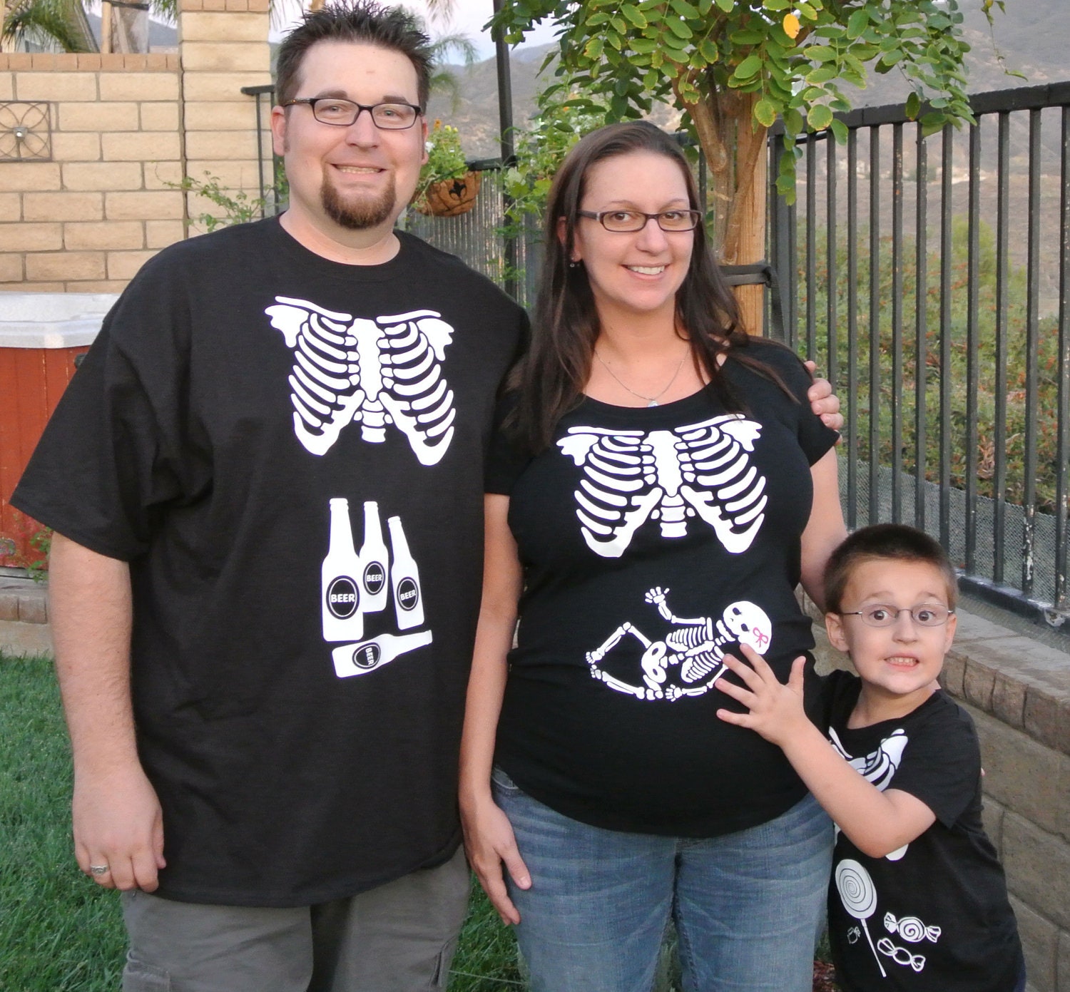 Halloween custom skeleton NON Maternity shirt - STANDARD TEE for men with Sympathy Bump