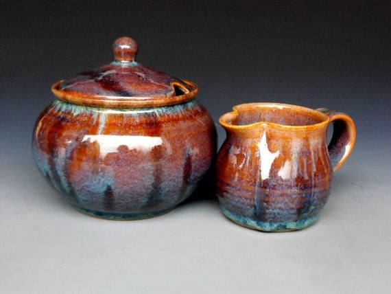 Cream and Sugar. Purple Red Glaze B