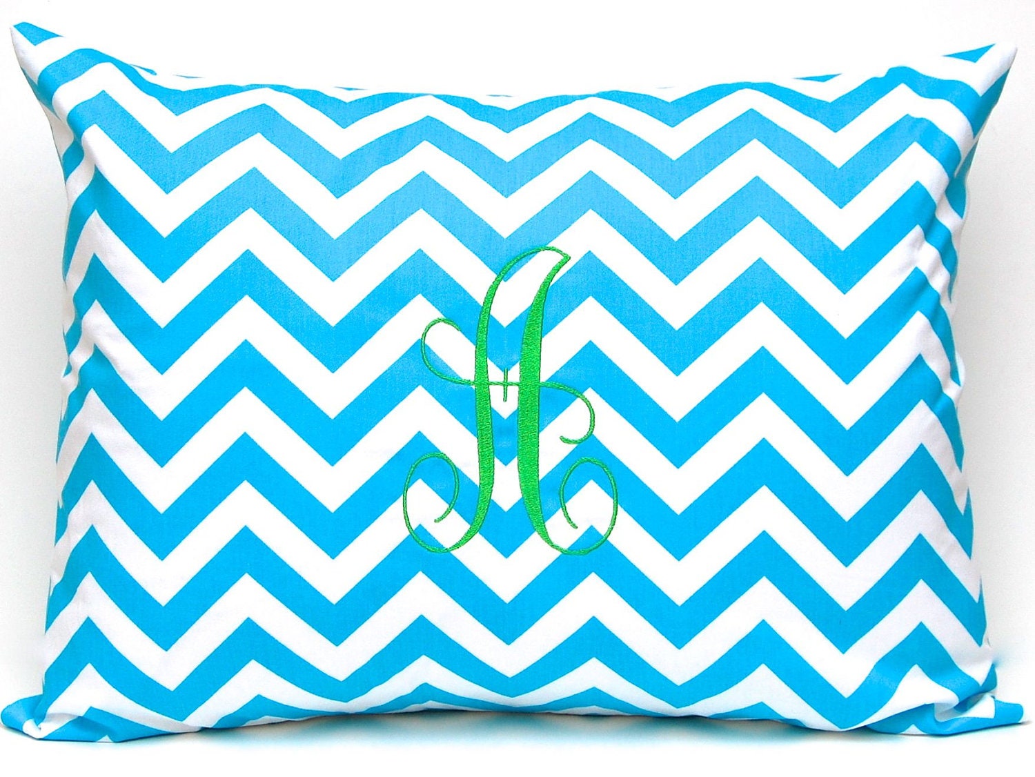 Monogrammed Pillow Sham Chevron Pillow Cover Monogram Embroidered Monogram 19 x 25 Personalized Gift Housewarming Gift Baby Wedding