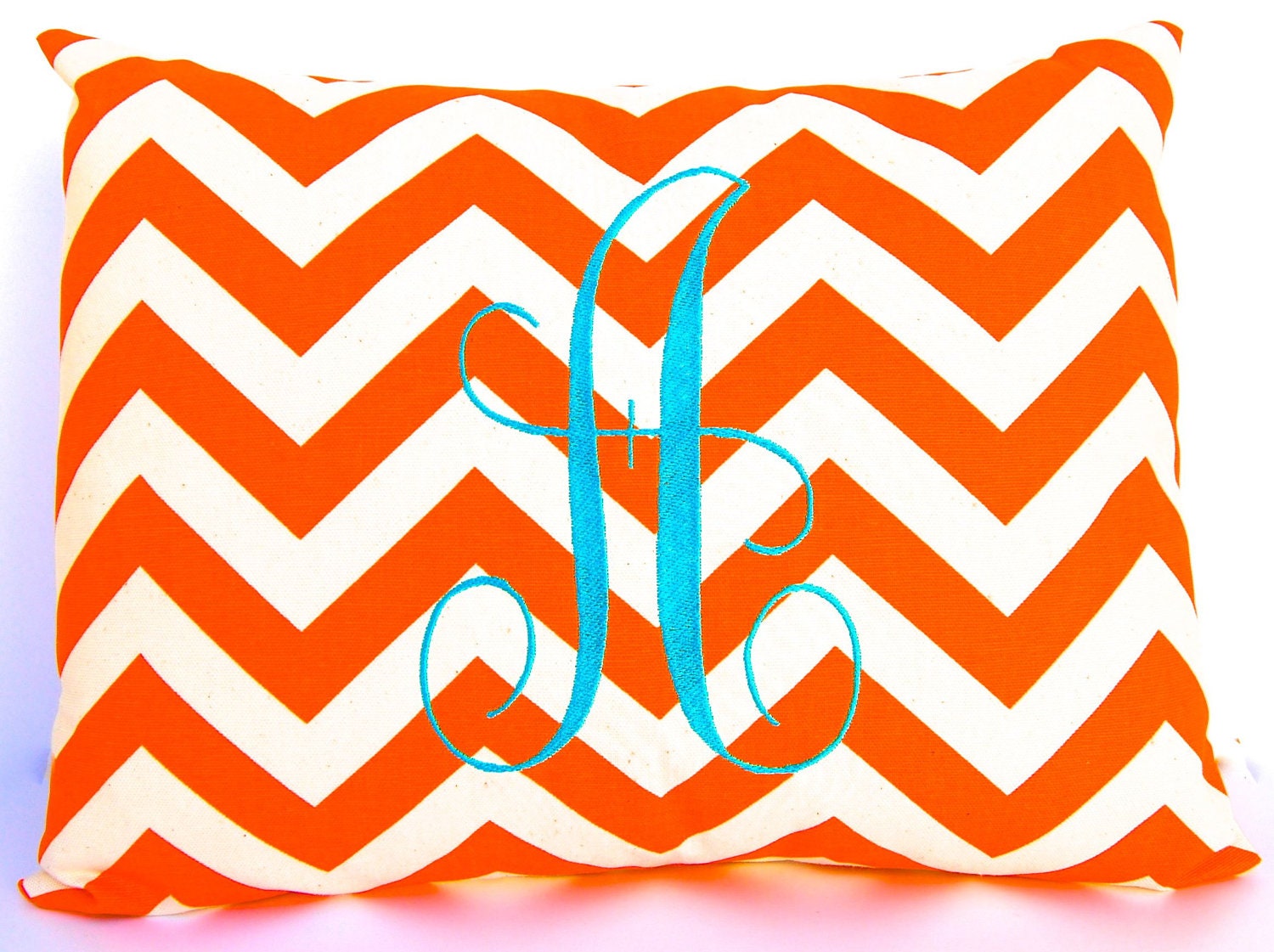 Monogrammed Pillow Letter Pillow Chevron Pillow WITH Insert Embroidered Initial Monogram 12 x 16 Personalized Kids Baby Wedding